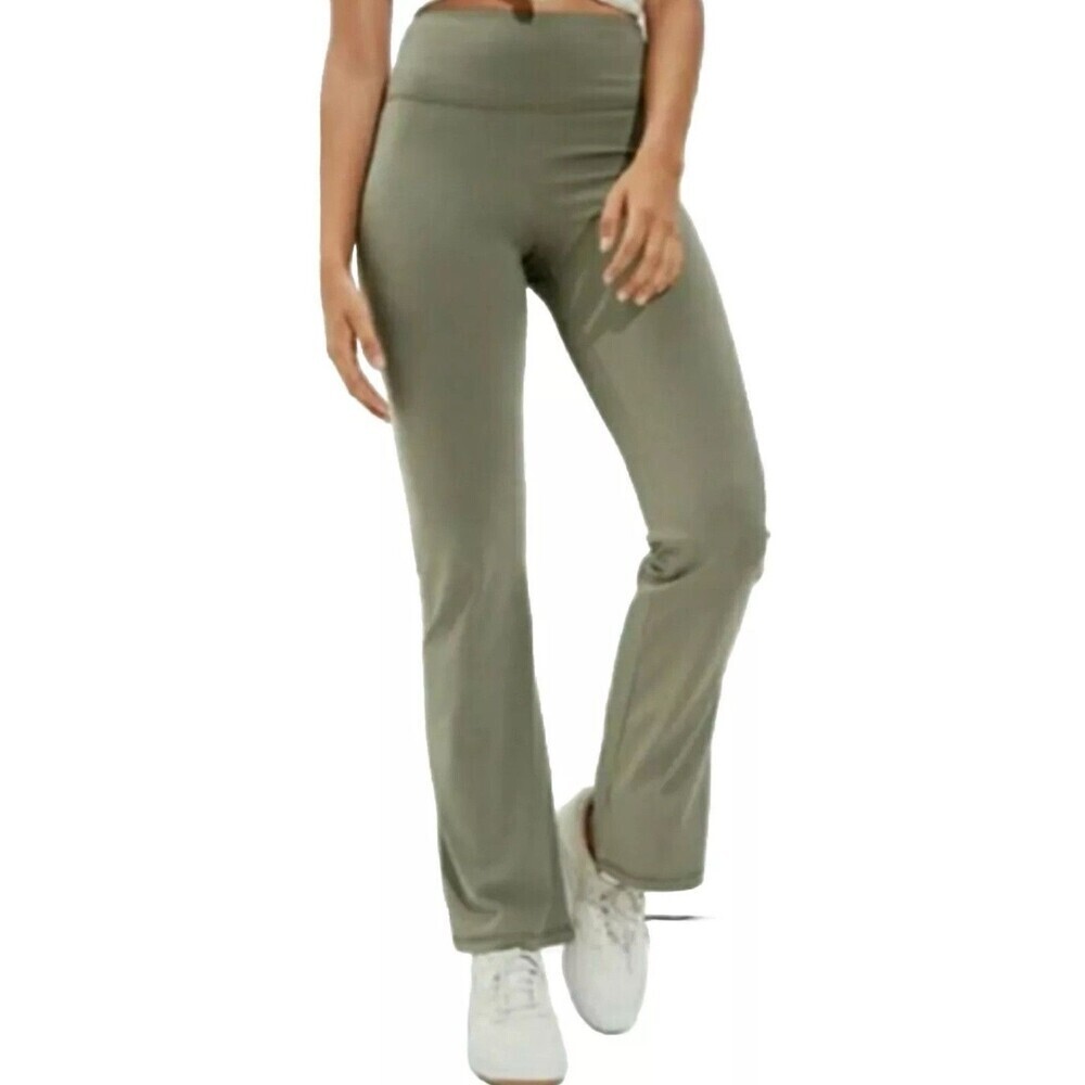 American Eagle The Everything Flare Legging L Olive Green High Waist athleisure